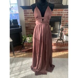 MOD On Trend Espresso Brown Keyhole Summer Sundress  Open Back Slit Maxi/Midi M